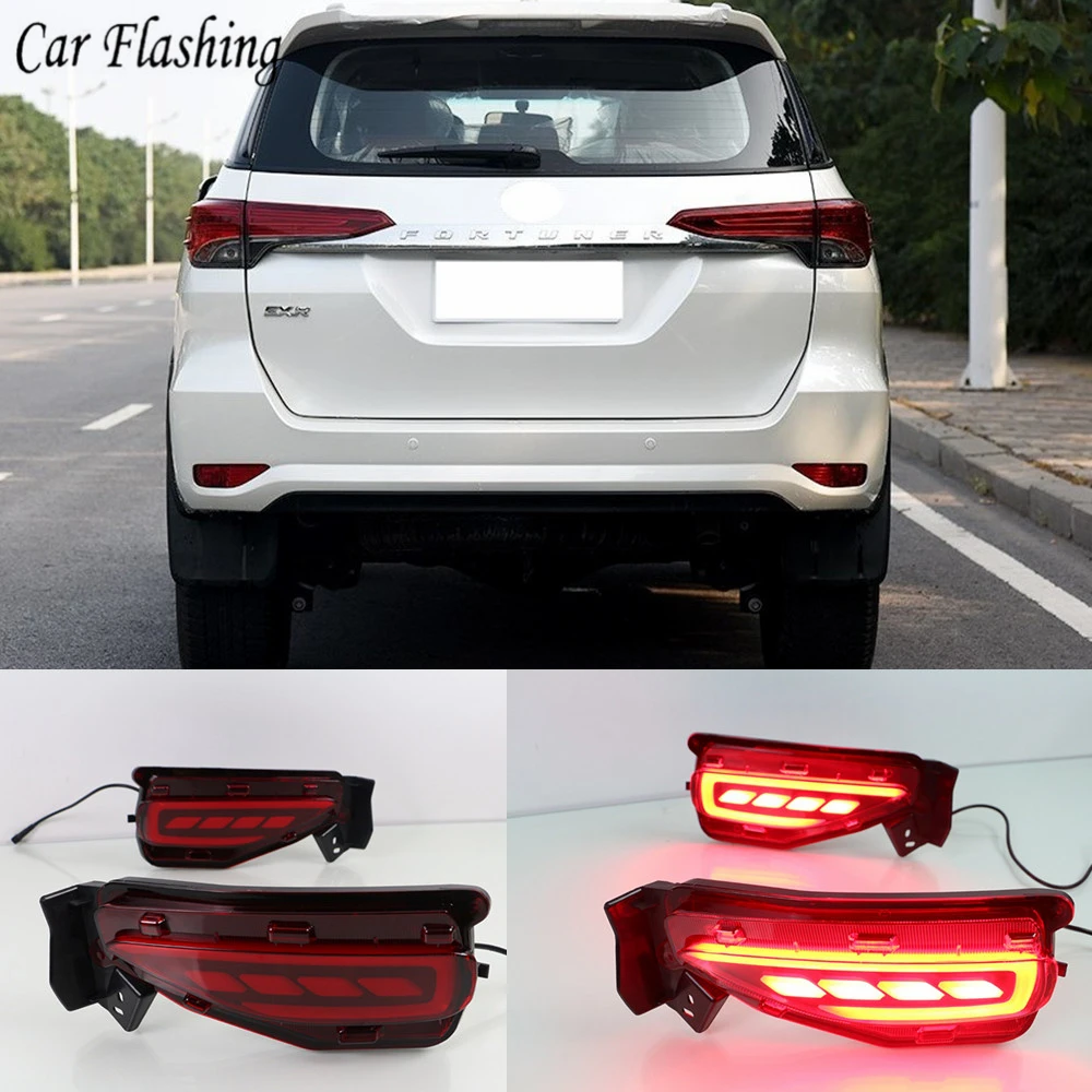 1 Set LED Reflector For Toyota Fortuner SW4 2015 2016 2017 2018 2019 2020 Rear Bumper Light Fog Lamp Brake Light Turn Signal