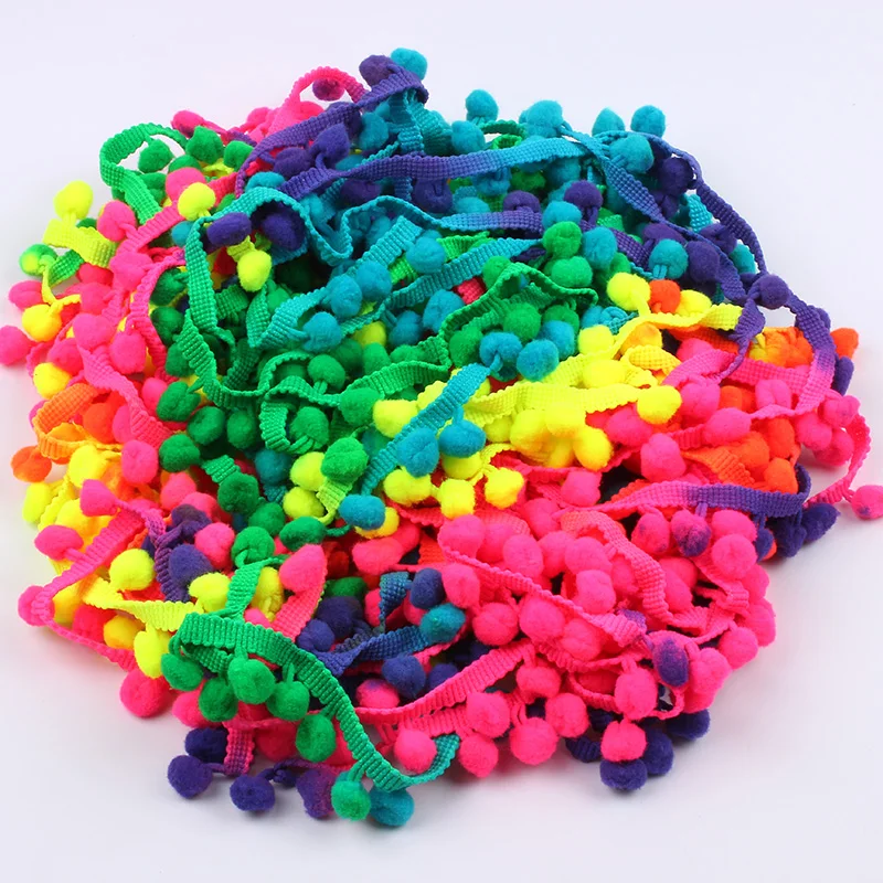 5Yards 25mm Pompom Ball Fringe Ribbon Knitted Sewing Pom pom Lace Trims Handmade Sewing Wedding Party Clothing Embellishement