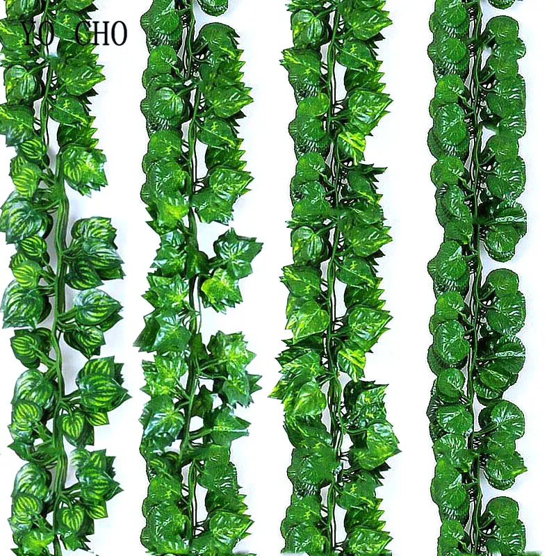 YO CHO 12PCS Long 2m Artificial Hanging Plants Indoor For Wedding Home Backyard Wall Paty Decoration DIY Fake Vine Leaves