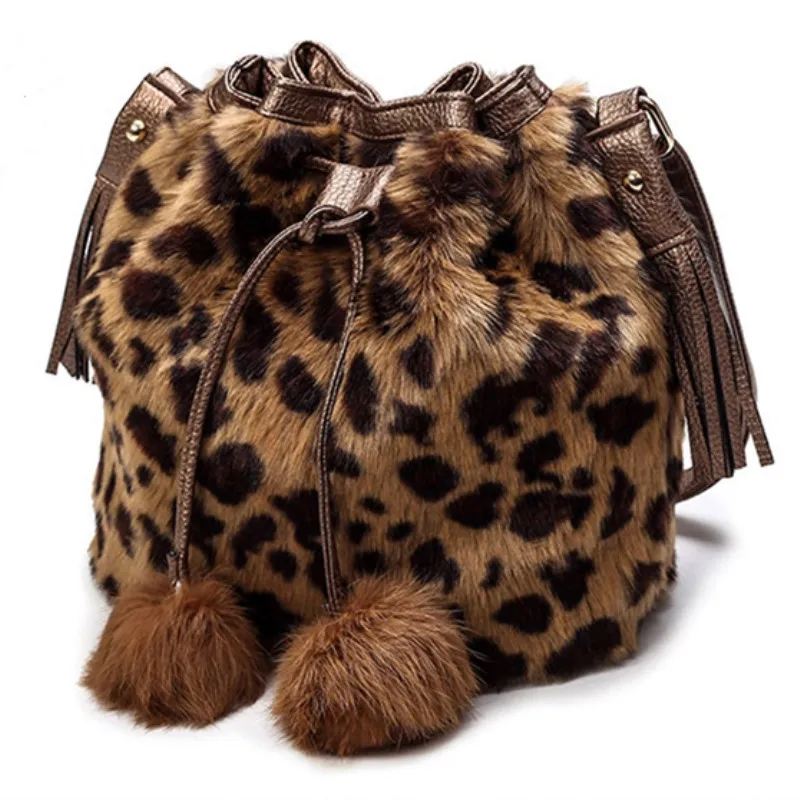 Sac à main en fausse fourrure avec pompon pour femme, petit sac à main pour fille, sac à bandoulière, mode d\'hiver initiée, ficelle de proximité, E27