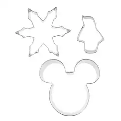 Snowflakes, Small penguins,Mickey head shaped 3 piece biscuit cutting molds,  baking tools, cake decorating soft candy tools.