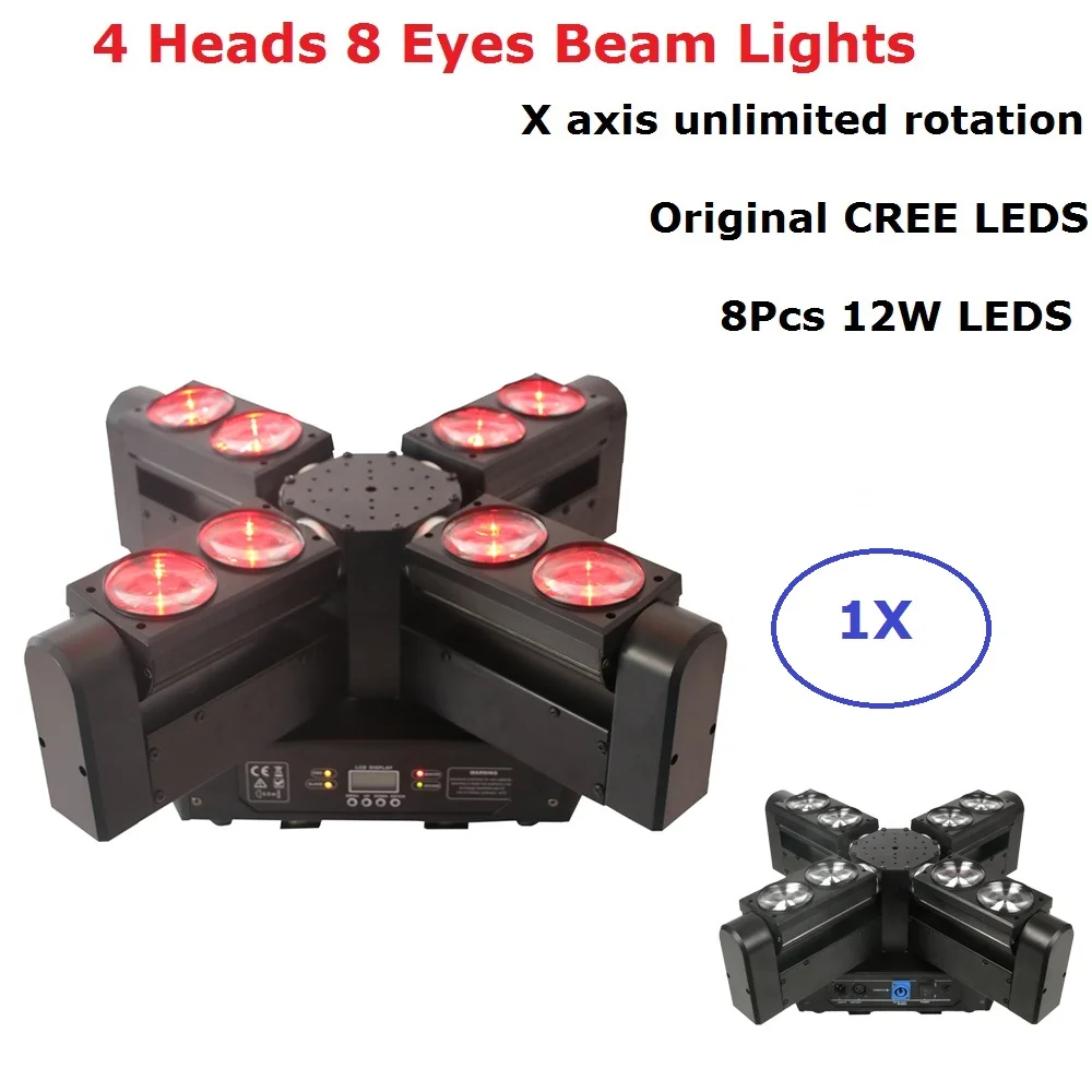 

Sales 4 Heads 8 Eyes LED Beam Moving Head Lights 8X12W Original CREE LEDS Club DJ Stage Lighting Party Disco Moving head Lights
