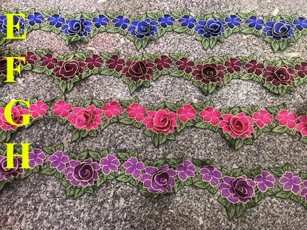 7-9cm dyed yarn embroidery fashion China folk style guipure flora lace trim, HFXP1030D