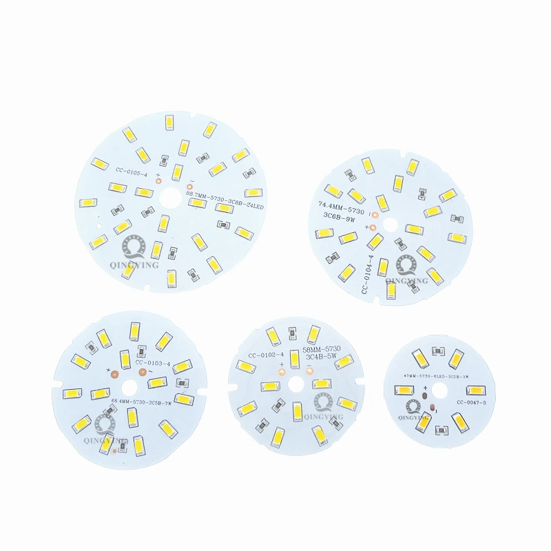 Placa de lâmpada de led 12v, placa pcb 5730 smd 3w 5w 7w 9w 12w 15w 30w 45w para iluminação doméstica, lâmpada diy com 10 peças