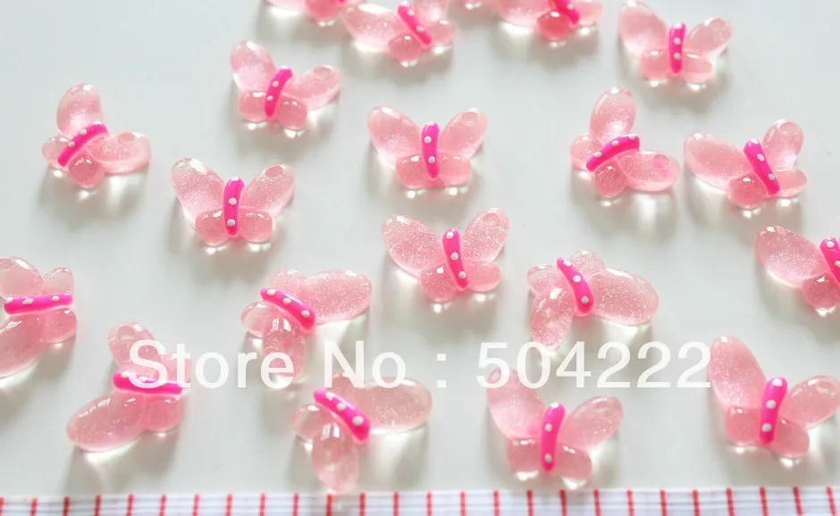 set of 250 pcs Clear Pinky Resin kawaii butterfly cabochons 20x15mm free shipping