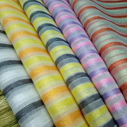 Organza Metallic Fabric Organdy Thin Tulle With Jacquard Shiny Stripped Craft Cloth Material Decoration Fabric