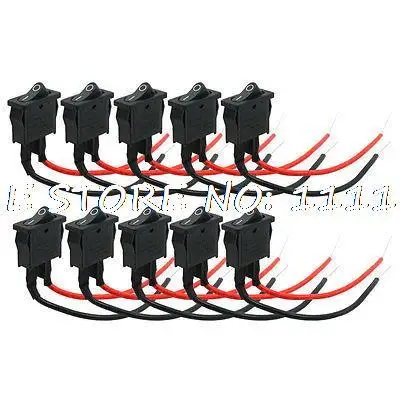 10 Pcs ON/OFF Panel Mounting Dual Wire SPST Snap in Boat Rocker Switch 12VDC 5A