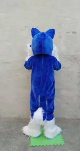 New Adult Best Sale Deluxe Long Fur Blue Husky Mascot Costume Christmas Fancy Dress Halloween Mascot Costume