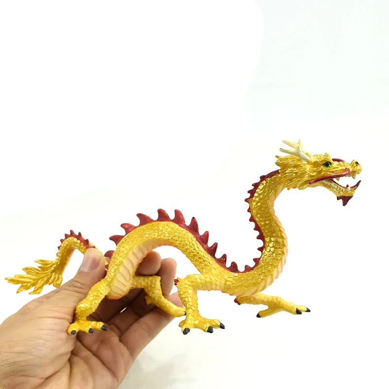 Brinquedo novo e estranho, modelo de dragão chinês, crianças, imitar animais de dinossauro, decoração de armário sólido, ornamento de mesa, presente