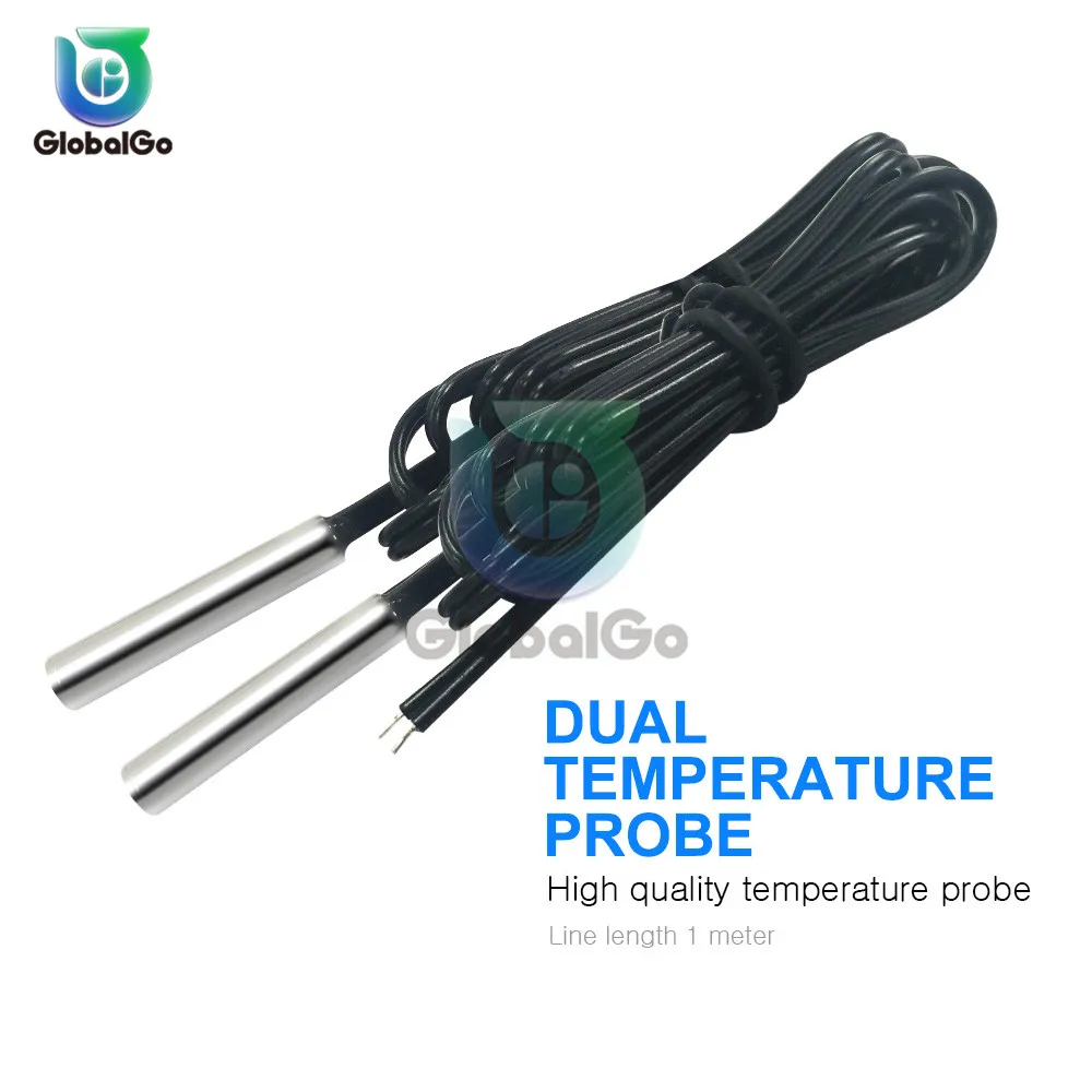 Double Display Two-way Thermostat Double Probe Temperature Controller Sensor Two Relay Output AC110-220V DC24V 12V STC-3008