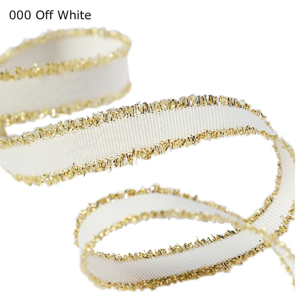 1 inch(25 mm) Grosgrain Ribbon with Gold Purl Fringe for Party