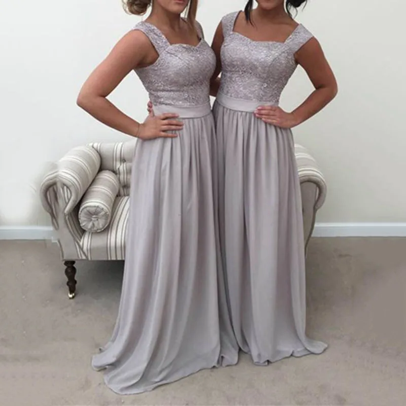 New Arrival Long Bridesmaid Dresses Lace Appliques Chiffon Party Gowns Vestido De Festa De Prom Dress Custom Made