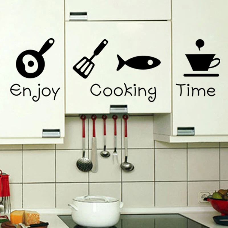 kitchen enjoy cooking time restaurant kitchen decoration home decor decal wall sticker food shop wall art