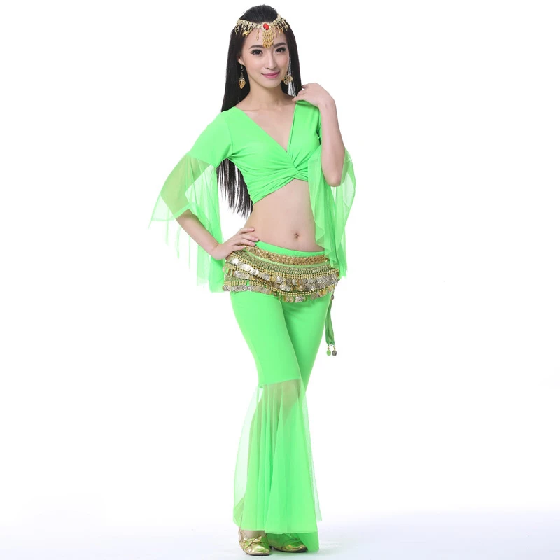 2018แฟชั่น Professional Belly Dance เครื่องแต่งกายชุด + กางเกง + เข็มขัดชุด3ชิ้น Indian Belly Dancewear ฝึกเครื่องแต่งกาย