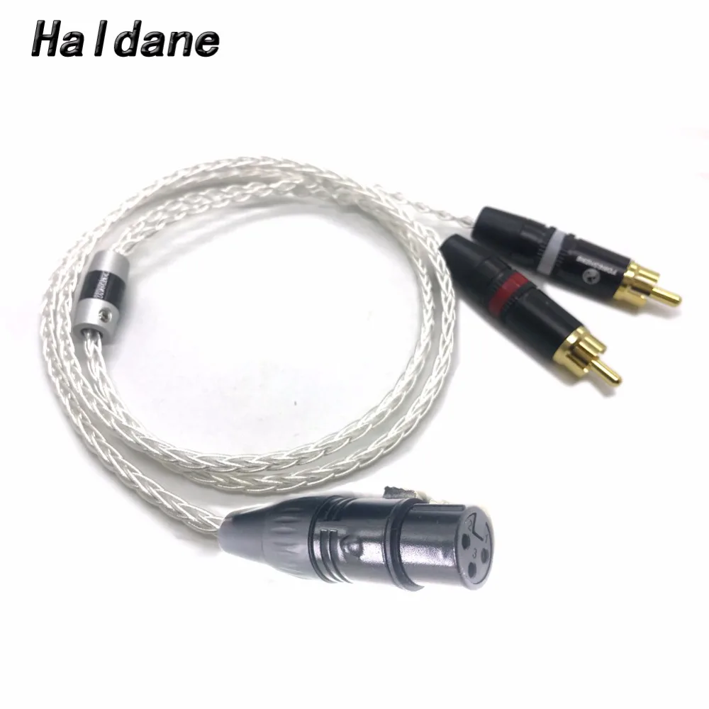 

Free Shipping Haldane 3pin XLR Female to 2x RCA Male Cannon Audio Adapter Cable 8Cores Silver Plated AV Cable