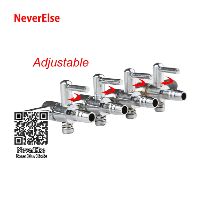 Aquarium Air Flow Control Lever Valve Distributor Splitter Accessories Set Stainless Steel for Fish Tank Airline Hose Pipe Tube