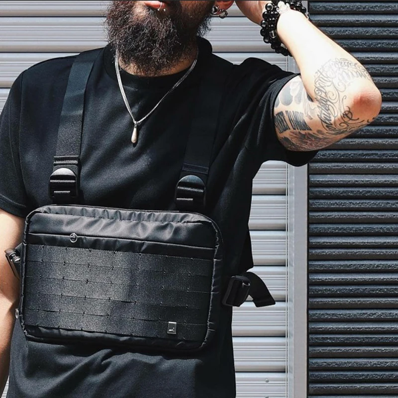 

Men chest rig hip hop streetwear functional chest bag cross shoulder bag Adjustable Tactical Streetwear Bags Kanye Waist Packs