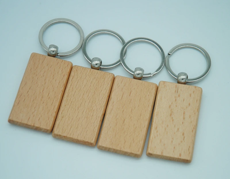 

250PCS Blank Rectangle Wooden Key Chain DIY Promotion Tags Promotional Gifts Keychain Pendants