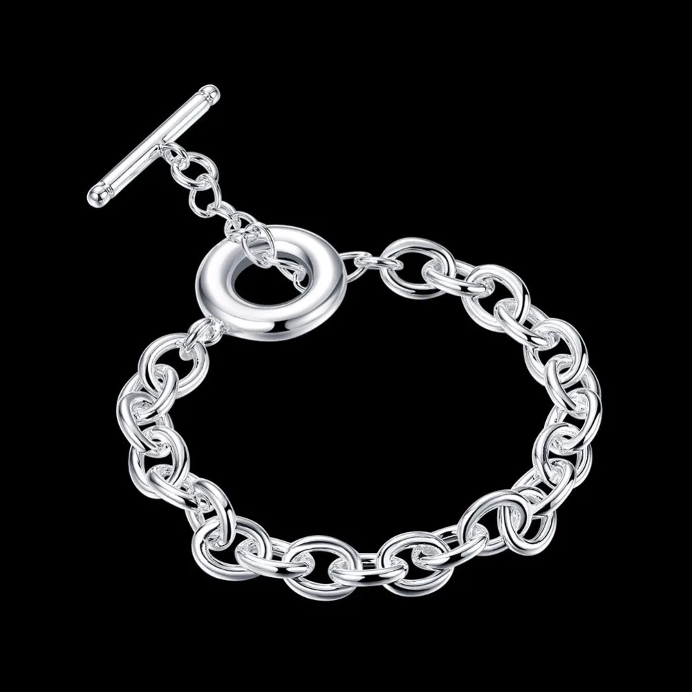 Men's Fine Jewelry 21cm Bracelet 925 stamp silver color Charm Ot Thick Chain Bracelets Pulseiras Bracciali Bileklik De Prata