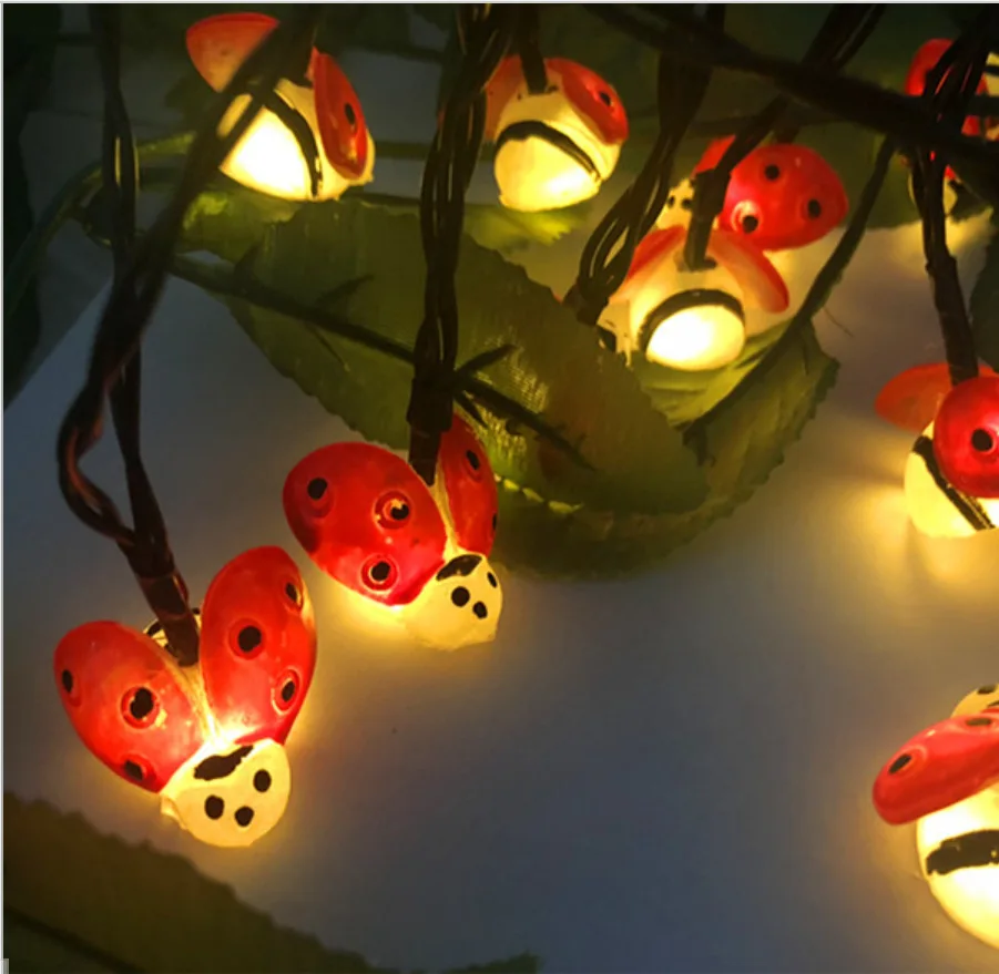 2018 new solar outdoor waterproof light string seven-star ladybug beetle string lights Christmas lights