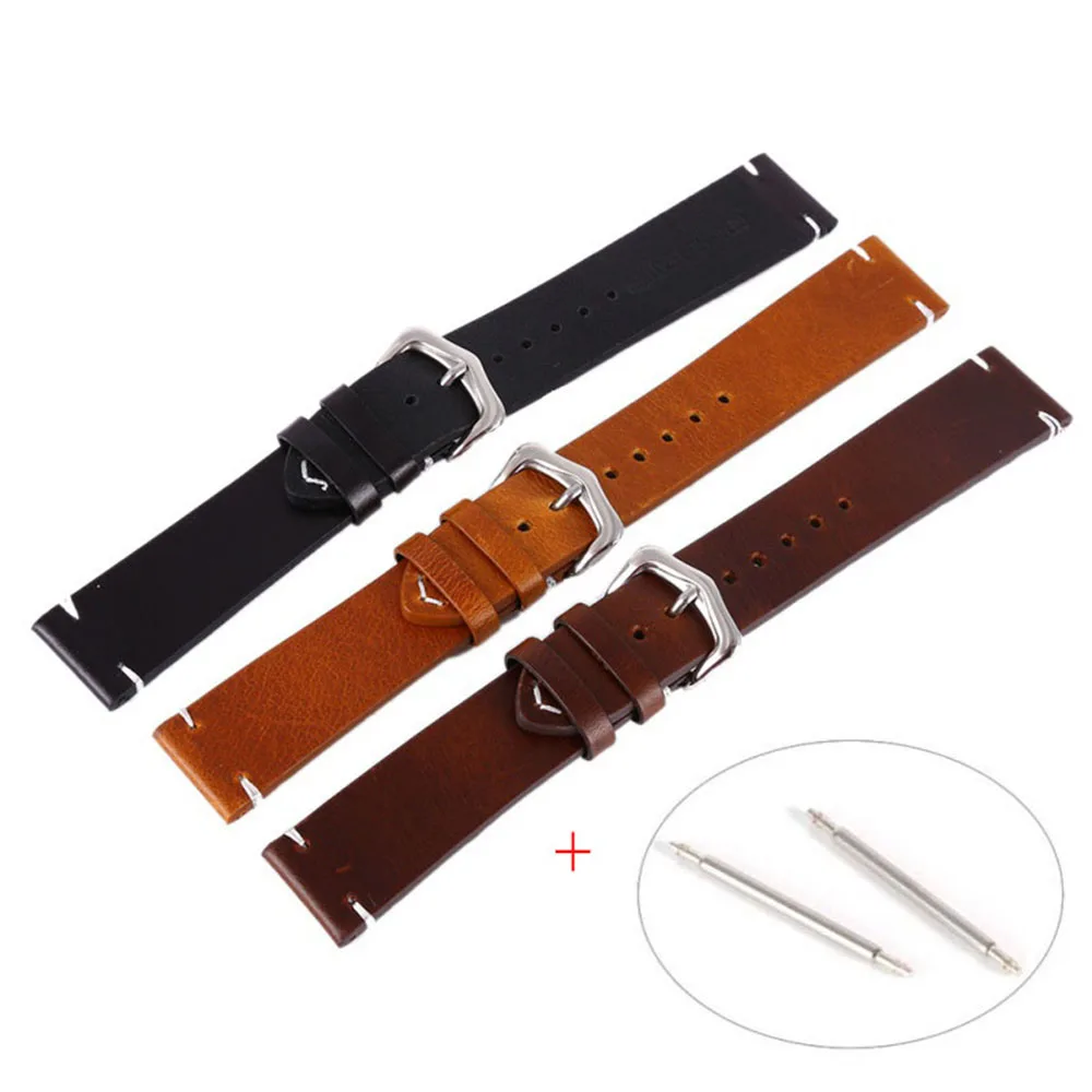 Fashion Wax Oil Skin Watch Straps Vintage Genuine Leather Watchband Calfskin Watch Straps 18mm 20mm 22mm