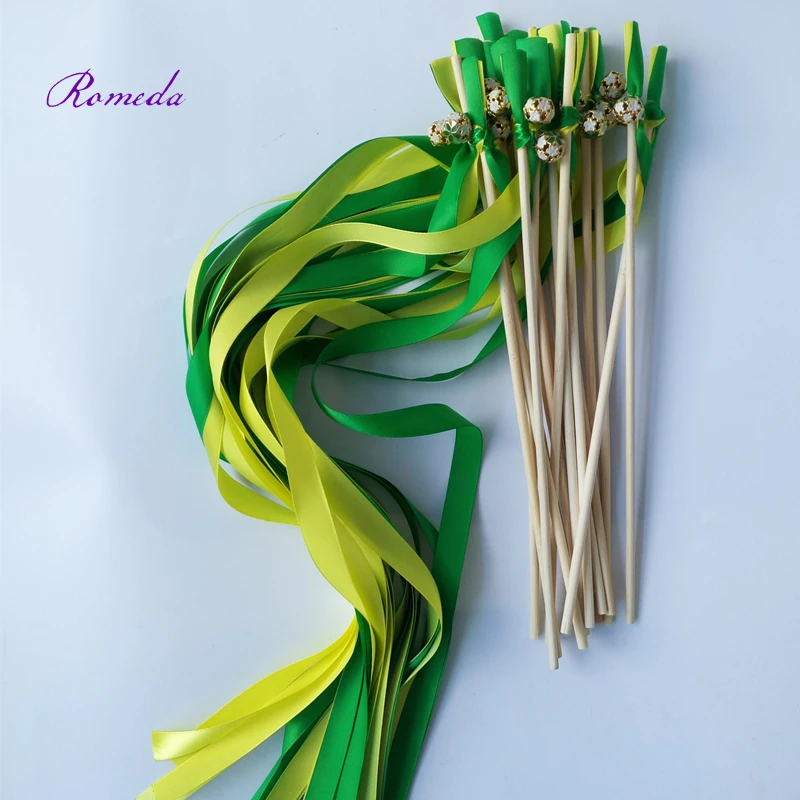 Hot selling 50pcs/lot Colorfull bell Yellow and Green wedding wands  for wedding decoration