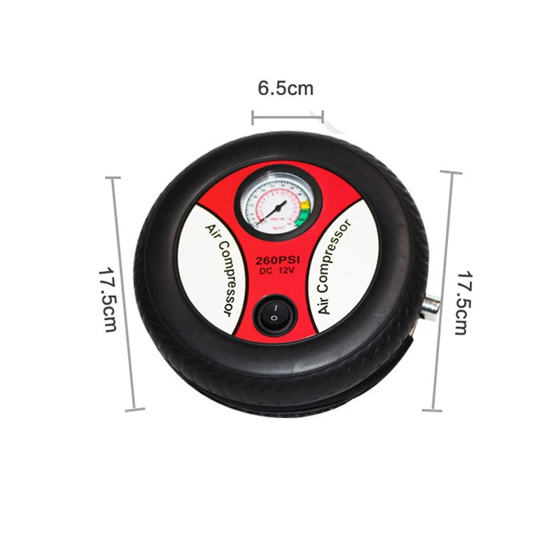 Bomba portátil de neumáticos automotrices, minicompresor de aire eléctrico de 260PSI, 12V, para el hogar, coche, motocicleta y bicicleta