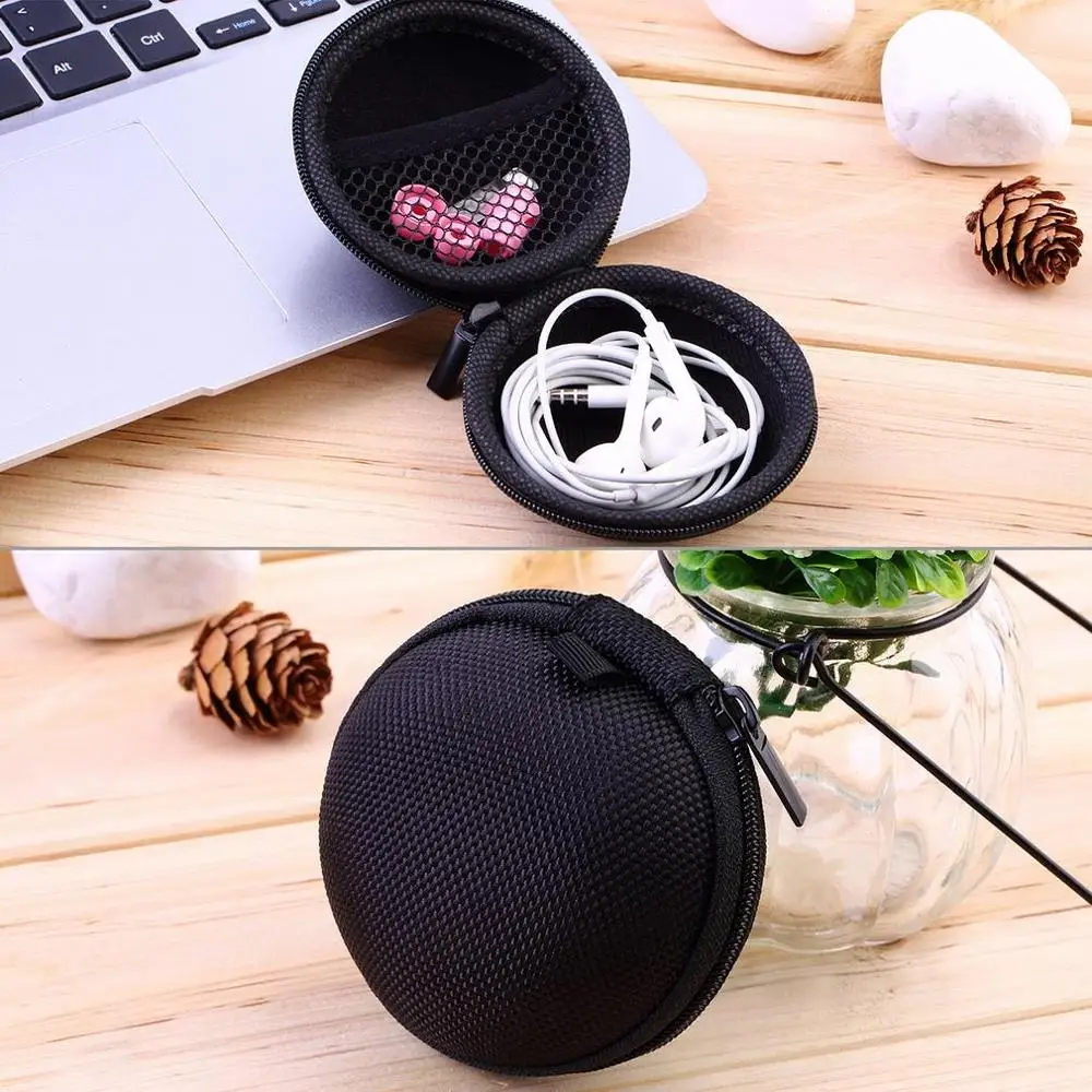 1Pcs PU leather Zipper Protective Headphone Case Pouch Earphone Storage Bag Soft Headset Earbuds Box Usb Cable Organizer