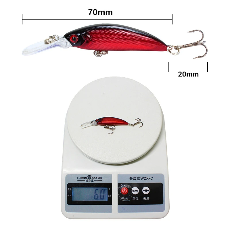 1 Uds señuelo de Pesca Minnow 7cm 6g hundimiento Crankbait cebo duro Wobblers Artificial Lucio carpa Swimbait Pesca para Lucio trucha - imagen 4