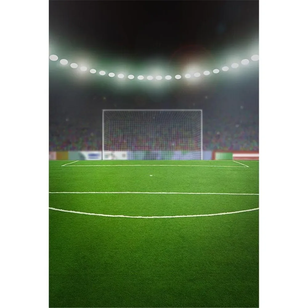 

School Soccer Match Photography Backdrop Green Football Field Sports Stadium Spotlight Boy Kids Party Photo Booth Background