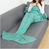 New 90x180cm Mermaid Tail Adults Air Conditioning Sofa Sleeping Bed Hollow Ripple Knitted Handmade Crochet Mermaid Blanket