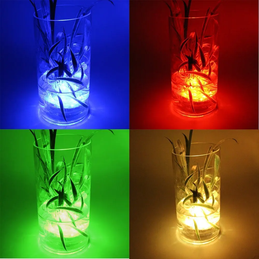 4pcs/Lot Remote Control Waterproof LED Light Battery Operated Underwater Sumersible Decor Submersible LED Light