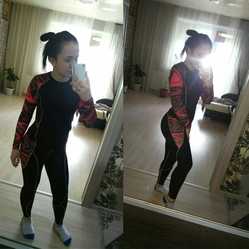 

high quality Women Jogging suit Yoga clothes Women's Tracksuits Rash guard Compression leggings Fitness Sweat Gym Sports suit