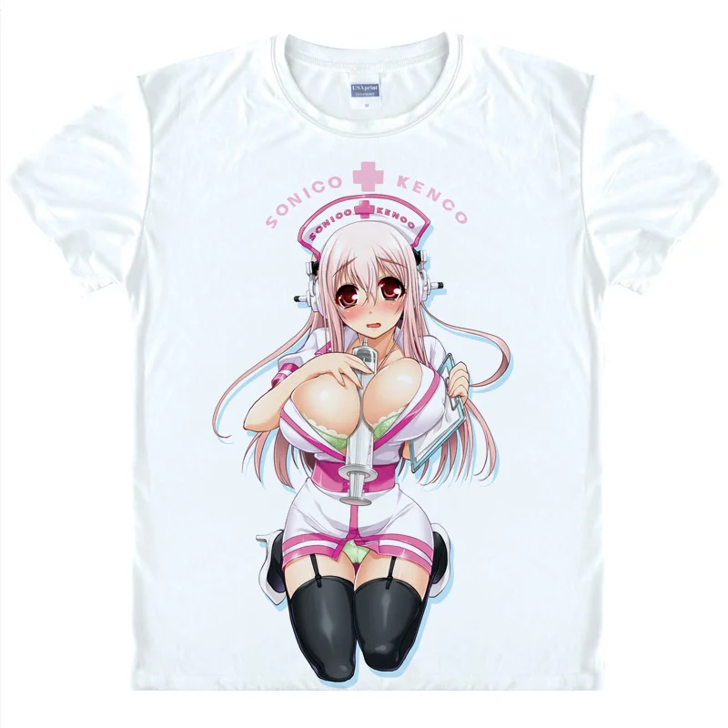 Coolprint Anime Shirt Super Sonico SUPERSONICO T-Shirts Multi-style Short Sleeve NITRO SONICOMI Niko Cosplay Motivs Hentai Shirt