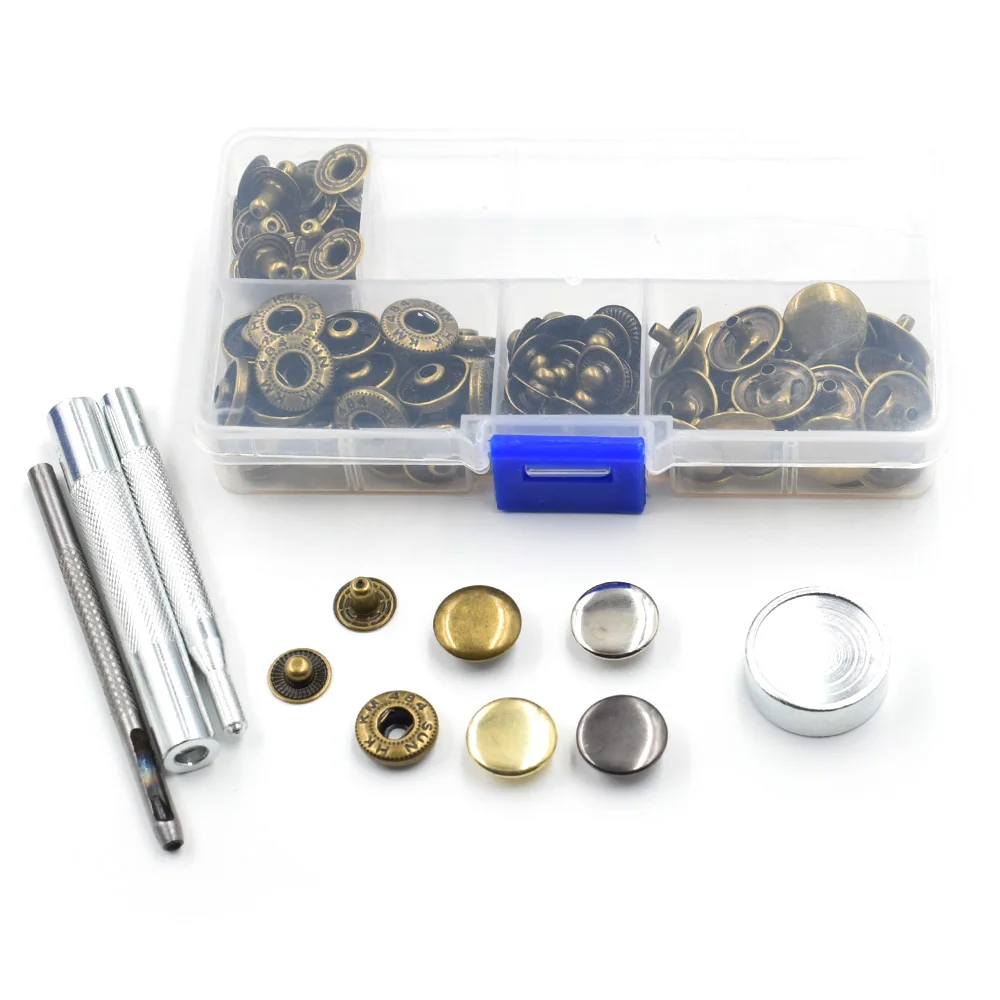 30 sets / 15mm Snap Buttons+Manually install the tools Clothing DIY accessories Metal Jeans Decorative button Snaps rivets