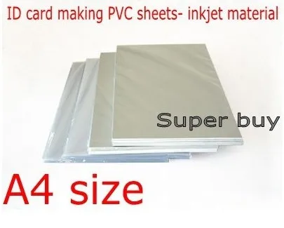 0.76mm Thick PVC ID Card Making Supplies Material Blank Inkjet Print Sheets A4 Size 50sets White Color