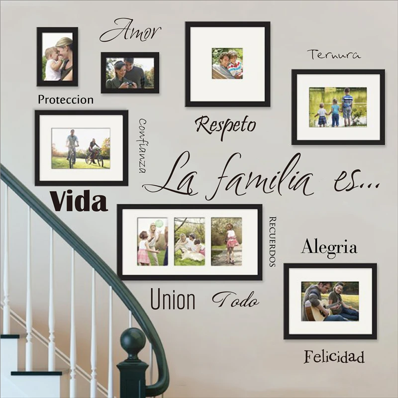 Spanish Wall Art Decals La Familia Es Vinyl Lettering Words Quote Sticker Mural For Photo Frame Decoration