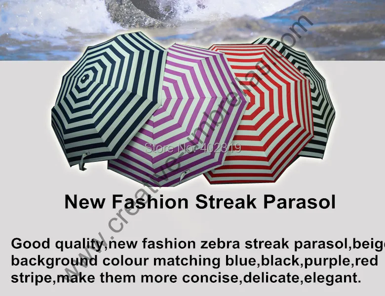 Buy 3pcs get 1 pc free,three fold zebra streak pongee silver coating UV protecting all black frame anti rust summer parasol