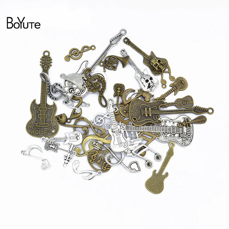 BoYuTe Factory Direct Wholesale Mix 21 Styles Antique Bronze Silver Guitar Pendant Charms Diy Alloy Jewelry Accessories