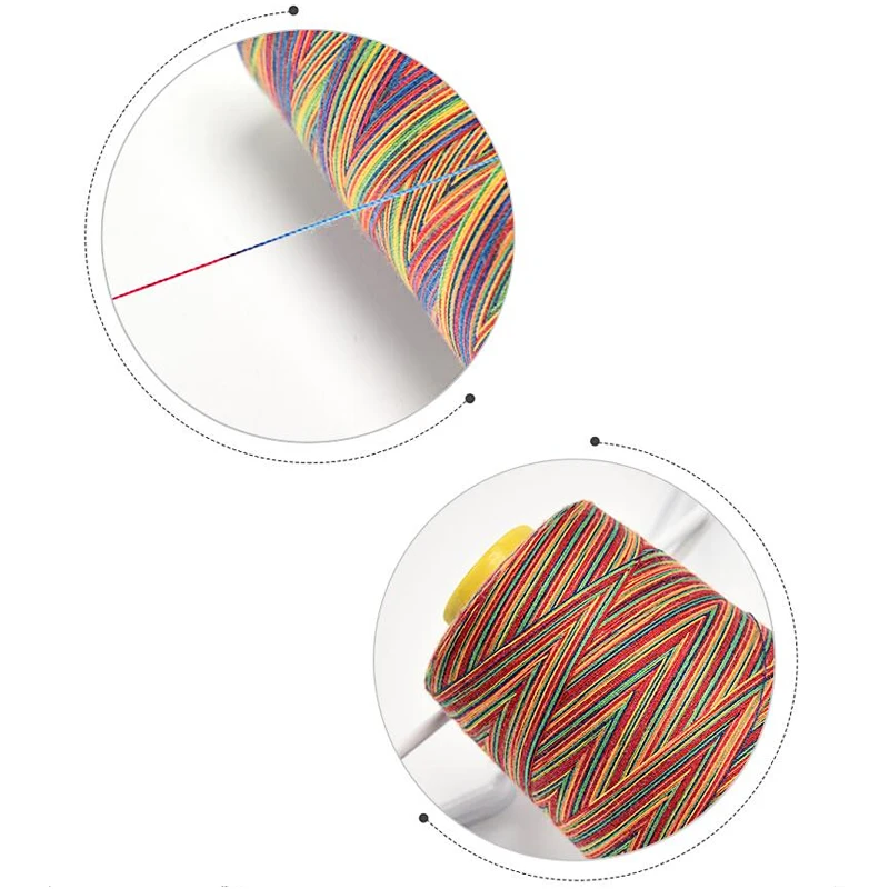 LMDZ 1Pcs 150D/3 Rainbow Color Sewing Thread Hand Quilting Embroidery Sewing Thread Variegated Polyester Needlework Fiber Yarn