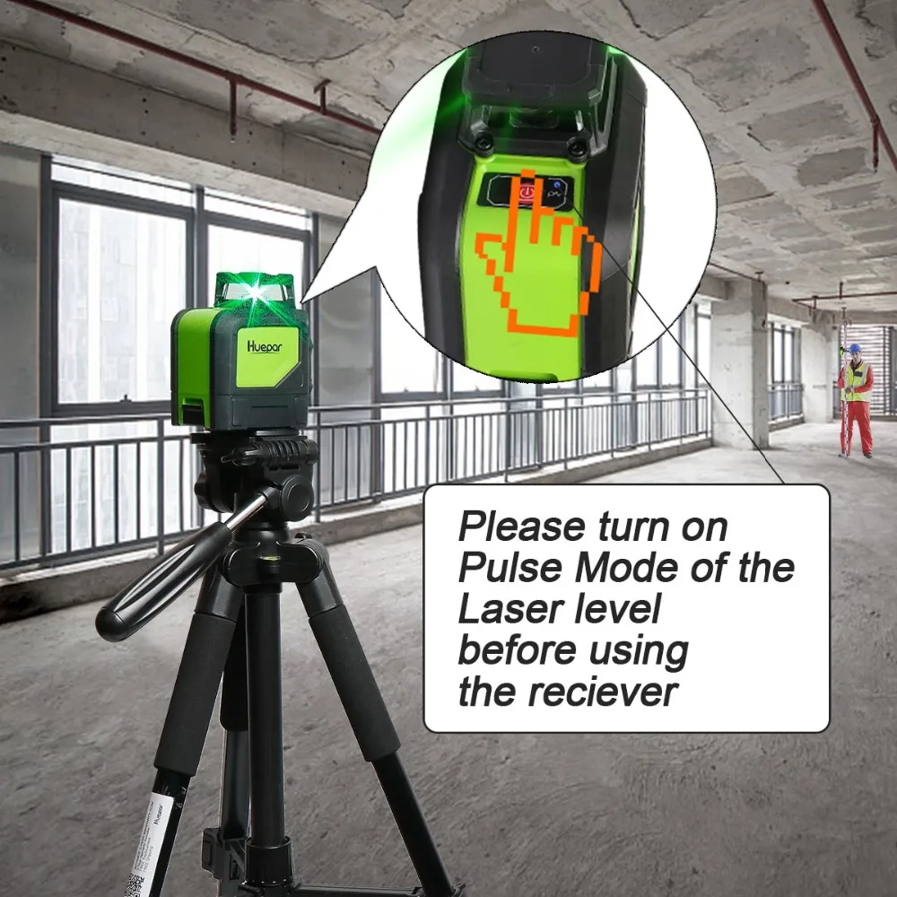 Huepar Digital Laser receiver Outdoor Cross Line Laser Level Detector Green Color Pulsing With Clamp for Huepar RED/Green Beams