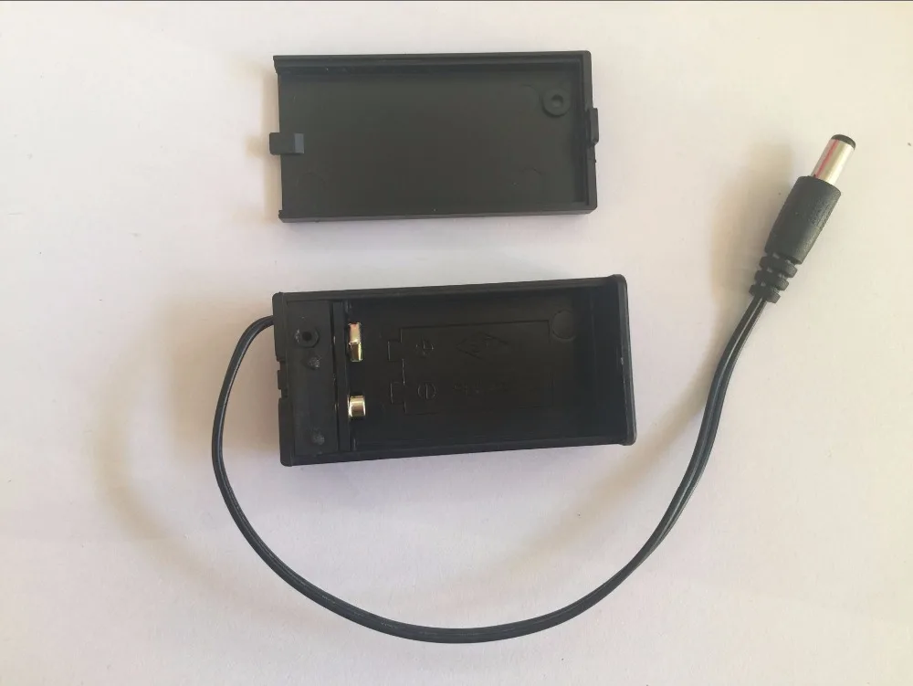 New Arrival 9V PP3 Battery Holder Box Case Wire Lead ON/OFF Switch Cover + DC 2.1mm Plug