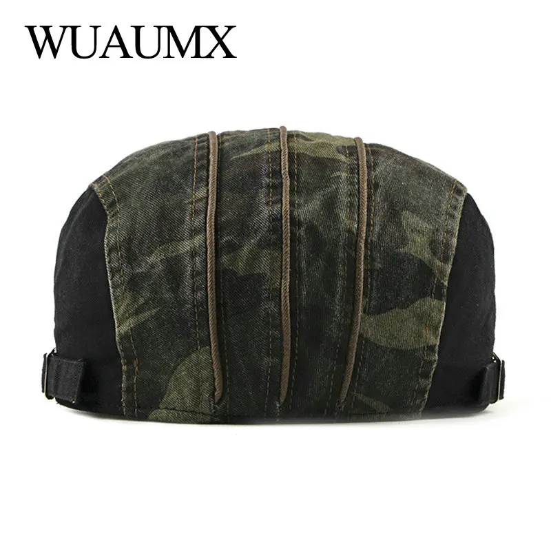 Camouflage Berets Hats for Men Women Patchwork Herringbone Caps Washed Cotton Newsboy Cap Cabbie Ivy Flat Hat Adjustable 5