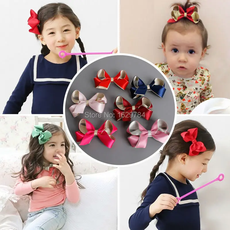 Boutique 20pcs Fashion Cute Hair Bow Clips Deluxe Satin Ribbon Bowknot  Hair Barrette Red Dark Blue Purple Alligator Clip