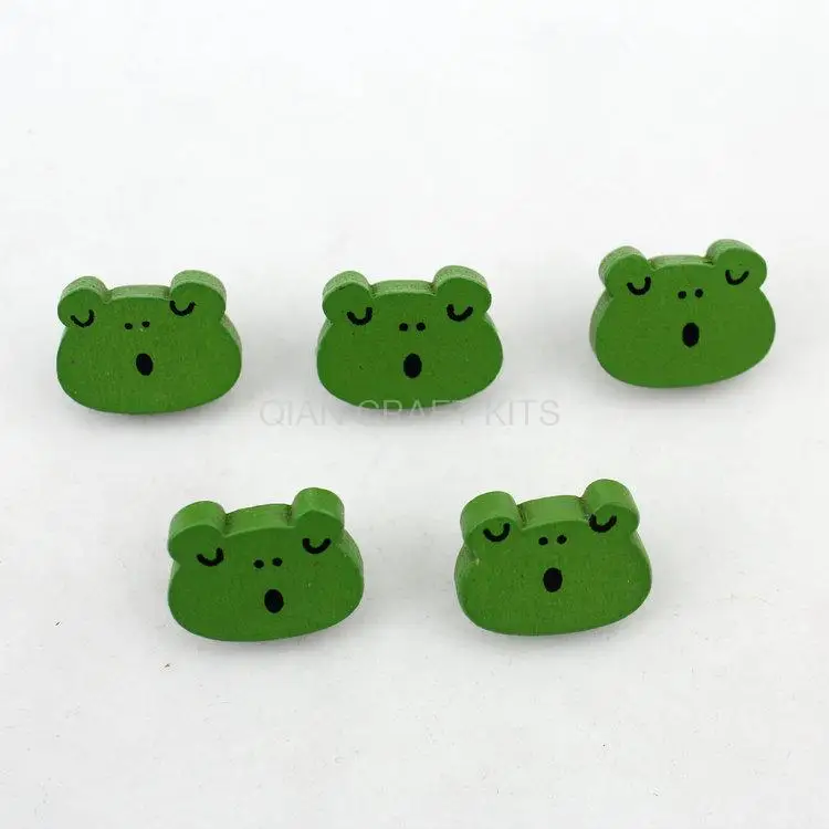 Set of 400pcs Cute  head wood wooden Buttons shank button green 18mm cabs,beads,fit for sewing on the education toy MK0095