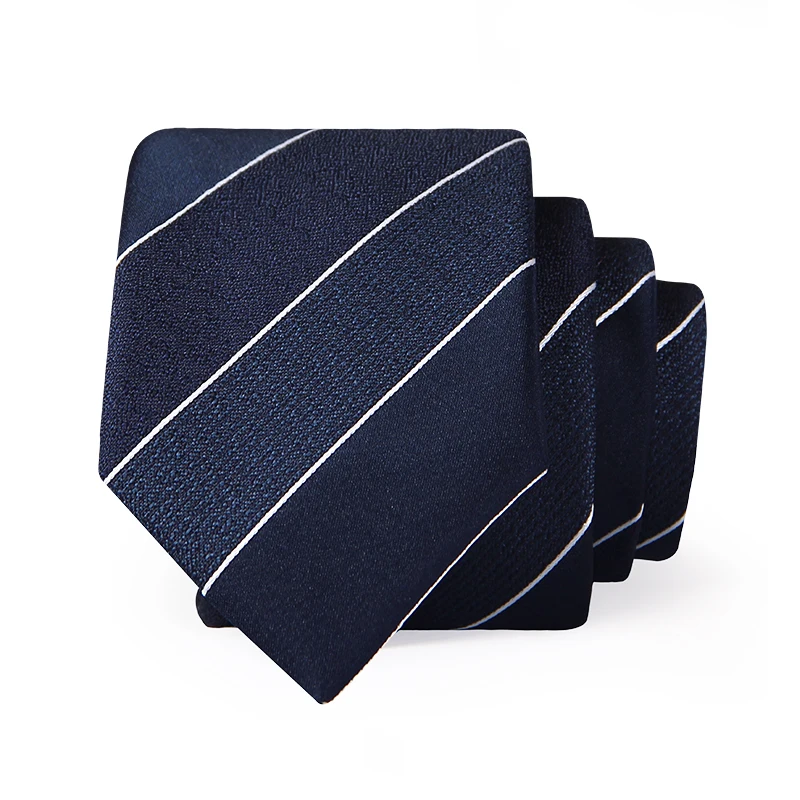 High Quality Classic Navy Blue Striped Men's Standard 7CM Tie Fashionable Shirt  Accessories Business Banquet  Hand knotting Tie