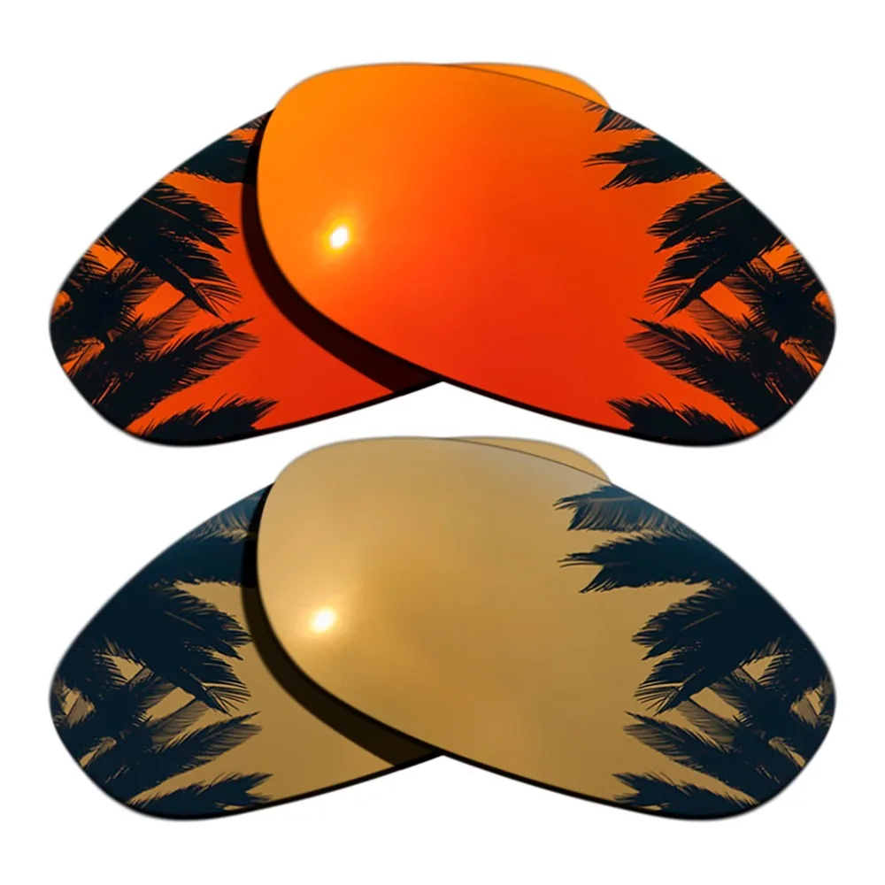 

(Orange Red Mirrored+Bronze Gold Mirrored Coating)2-Pairs Polarized Replacement Lenses for Monster Dog 100% UVA & UVB Protection