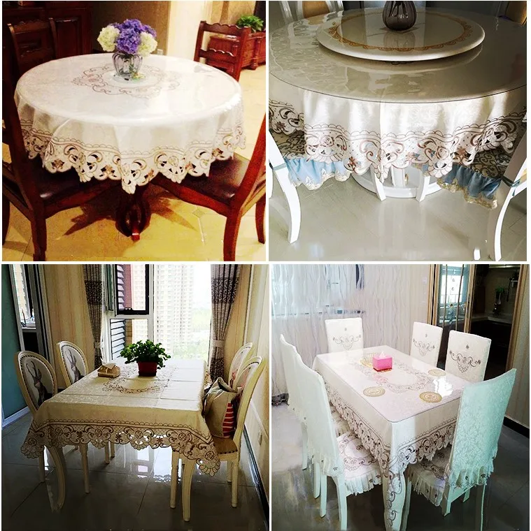 2018 New European Style Table Cloth Luxury Round Table Covers Cotton Linen Embroidered Overlays For Table Home Textile Decor