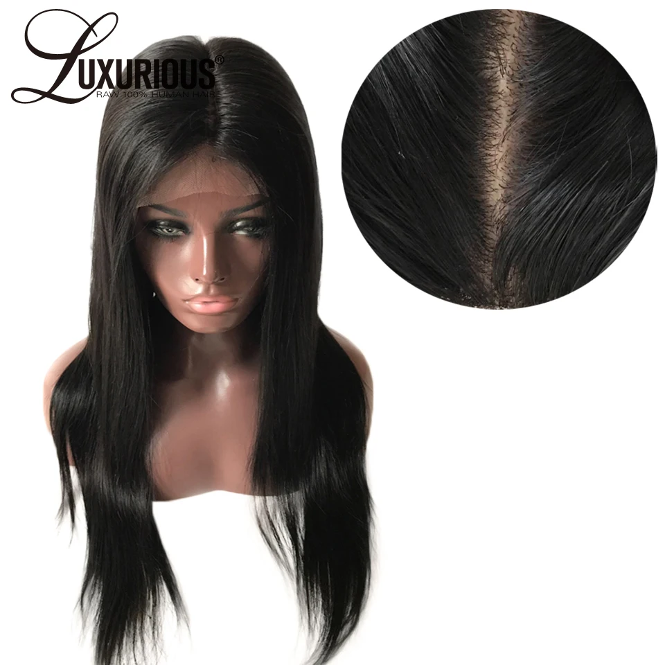 Silk Base Full Lace Human Hair Wigs With Baby Hair 8-24Inch Pre Plucked Straight Brazilian Remy Hair Natural Color Free Part