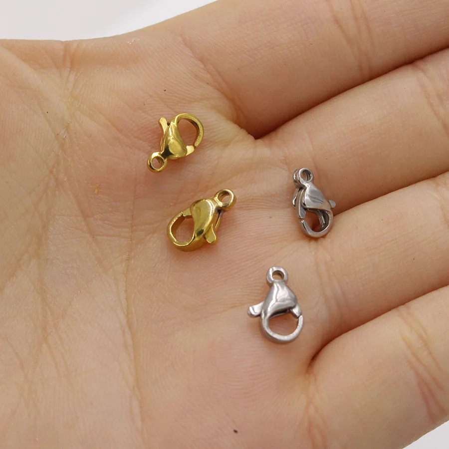 

100% Stainless Steel Hook For Jewelry Finding Silver/Gold/Rosegold Lobster Clasps Metal Connector High Polished Wholesale 100pcs